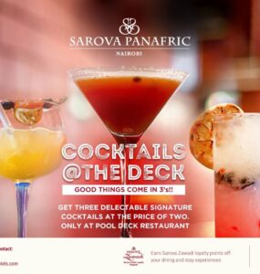 Enjoy Our Cocktails Offers at the Deck At Sarova Panafric Pool Deck Restaurant – Good Things Come in 3’s