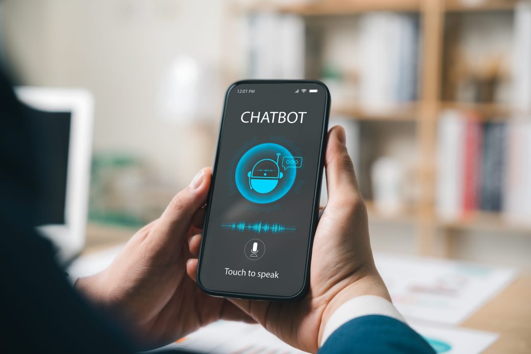 AI Chatbot intelligent digital customer service application concept, computer mobile application uses artificial intelligence chatbots automatically respond online messages to help customers instantly